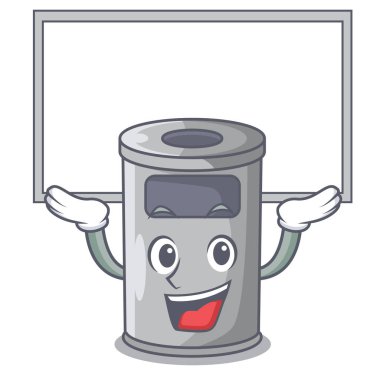 Tahtayı çelik kapak karikatür ile çöp kutusu