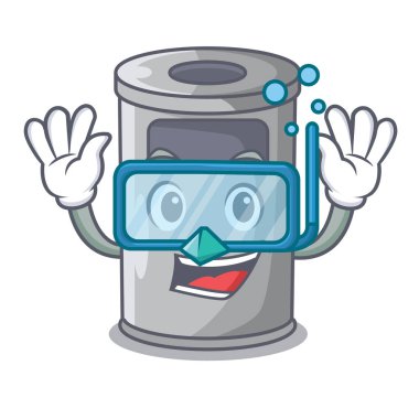 Dalış karikatür çelik çöp tenekesi kapı