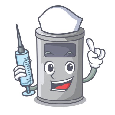 Kapıdan içeri hemşire karikatür çelik çöp kovası