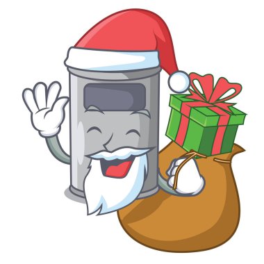 Noel Baba hediye karikatür çelik çöp ile ofiste olabilir