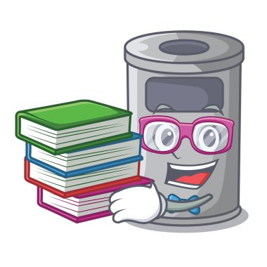 Öğrenci kitap karikatür çelik çöp ile ofiste olabilir