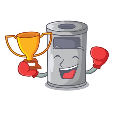 Ofiste boks kazanan çizgi film çelik çöp kovası