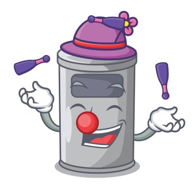 Karikatür çelik çöp tenekesi ofiste hokkabazlık