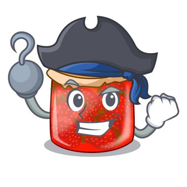 Korsan karakter ev yapımı Çilek reçel kavanoz içinde