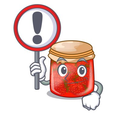 İşareti karakter ev yapımı Çilek reçel kavanoz içinde