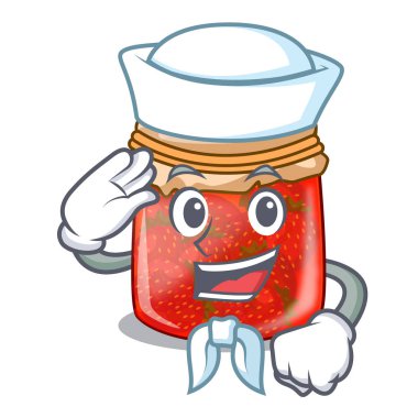 Denizci karakter ev yapımı Çilek reçel kavanoz içinde