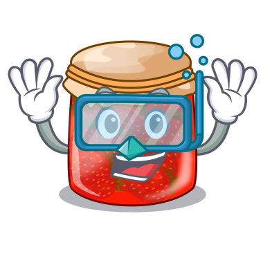 Çilek reçeli cam karikatür dalış