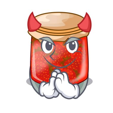Şeytan taze lezzetli Çilek reçel maskot üzerinde