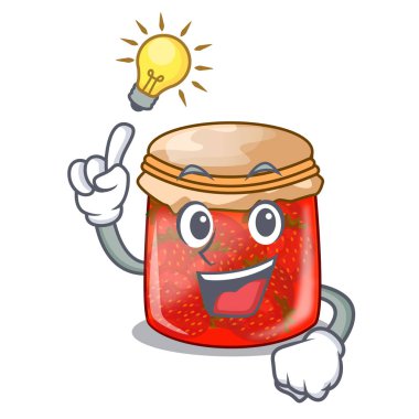 Karikatür izole bir fikir çilek reçeli cam var