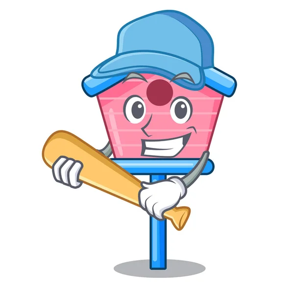 Jouer au baseball dessin animé petit nichoir au printemps — Image vectorielle