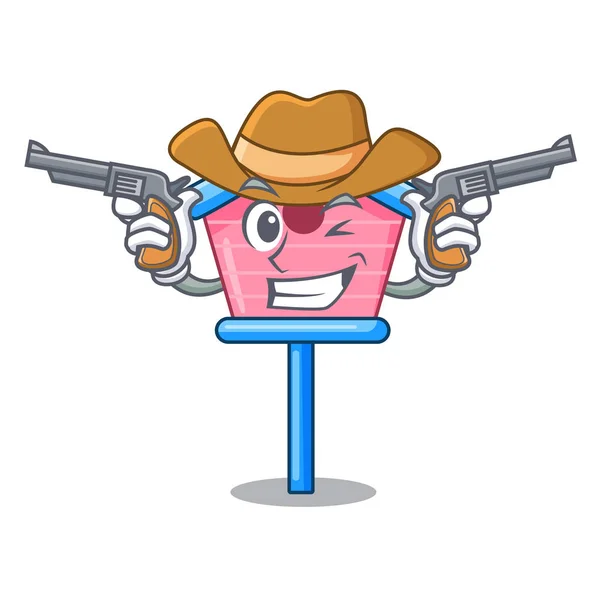 Cowboy cartoon vogelhuisje in het voorjaar — Stockvector