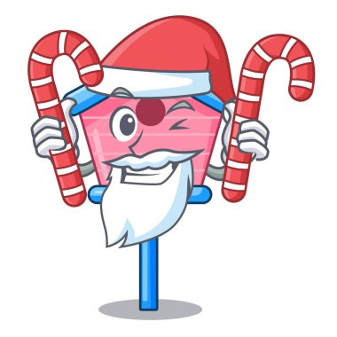 Santa ile şeker kuş evi bir ağaç karikatür