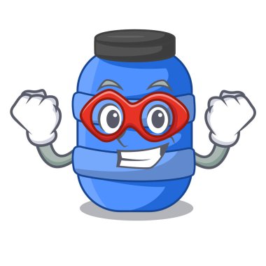 Süper kahraman karikatür büyük plastik varil başına kimyasal