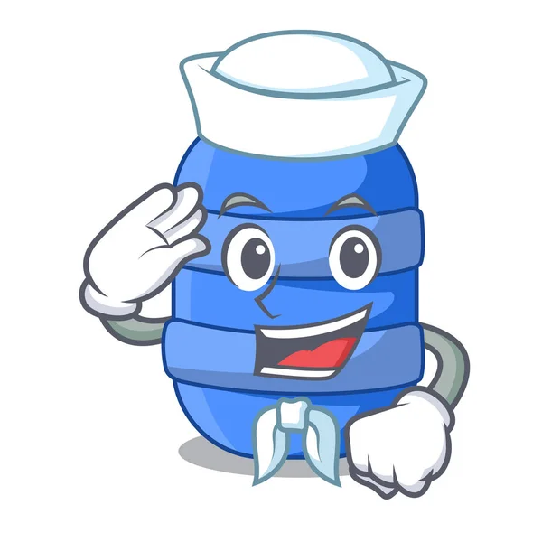 Sailor large cartoon plastic barrel for water — Stock Vector
