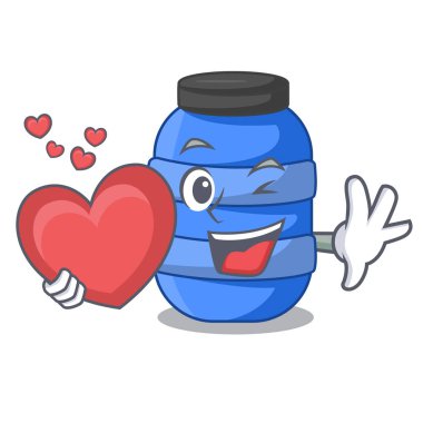 Kalp karikatür plastik varil ile çöp kuru için