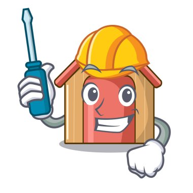 Otomotiv maskot köpek ev ahşap ev