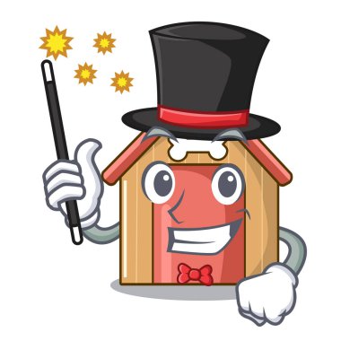 Sihirbaz maskot köpek ev ahşap ev