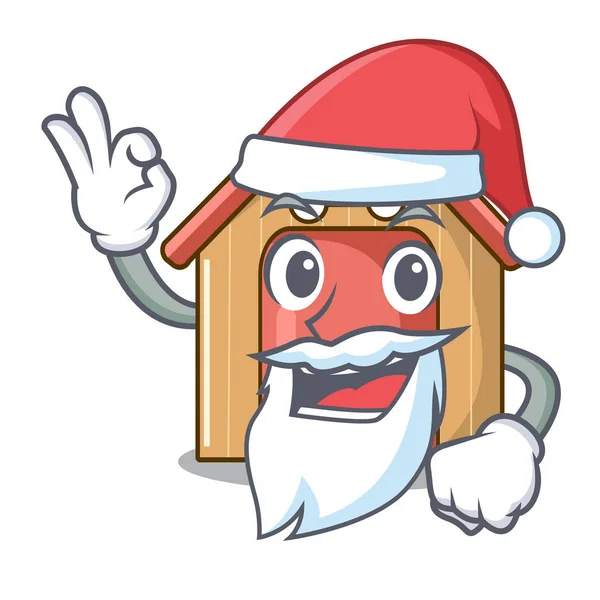 Santa mascotte hond huis van hout-home — Stockvector