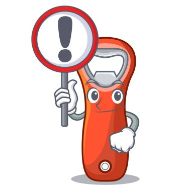 Karikatür izole işareti bira şişe açacağı ile