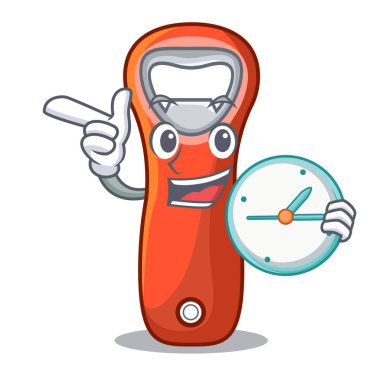 Saat alüminyum şişe açacağı ile tasarım karikatür