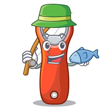 Karikatür izole balıkçılık plastik şişe açacağı