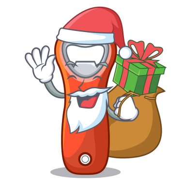 Santa maskotu izole hediye açacağı şişe kapağı ile