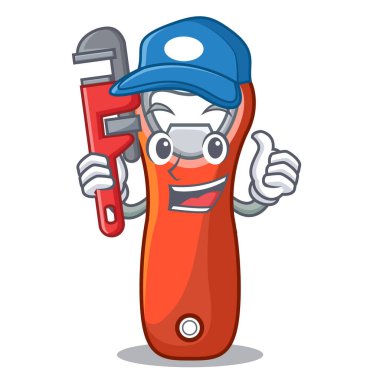 Maskot izole tesisatçı açacağı şişe kapağı