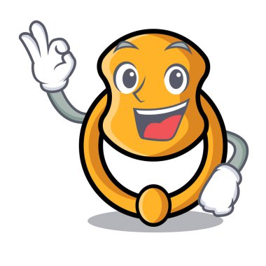 Tamam metal kapı tokmağı karakter karikatür vektör çizim üzerinde