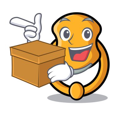 Kutu metal kapı tokmağı ile karakter karikatür