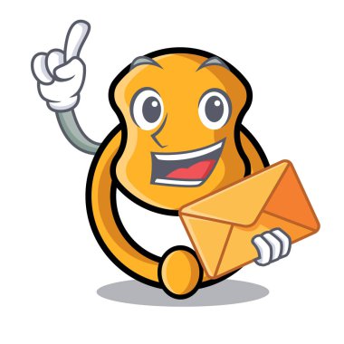 Zarf metal kapı tokmağı ile karakter karikatür