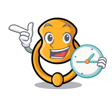 Karakter karikatür vektör çizim Tarih ile saat metal kapı tokmağı