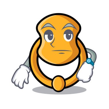 Vintage kapı tokmağı maskot karikatür bekliyor