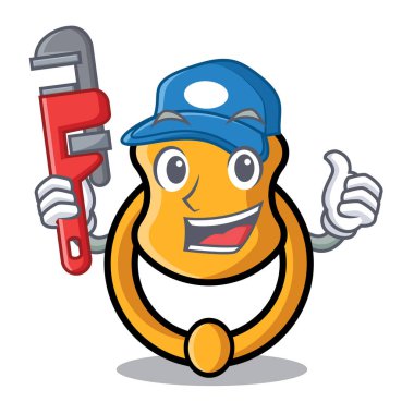 Tesisatçı vintage kapı tokmağı maskot karikatür