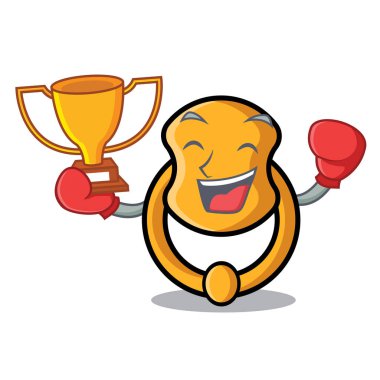 Boks şampiyonu vintage kapı tokmağı maskot karikatür