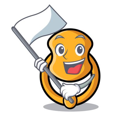 Maskot karikatür ile bayrak vintage kapı tokmağı