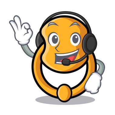 Maskot karikatür ile kulaklık vintage kapı tokmağı