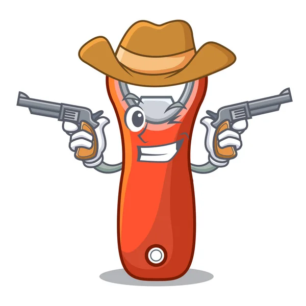 Cowboy bier flesopener geïsoleerd op cartoon — Stockvector