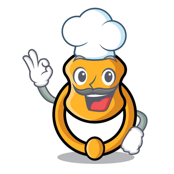 Chef puerta de metal golpeador en el personaje de dibujos animados — Vector de stock