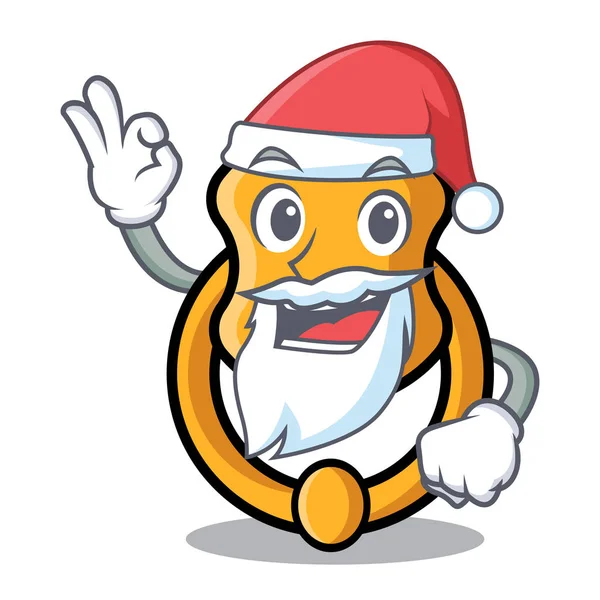 Santa vintage deur knocker op mascotte beeldverhaal — Stockvector