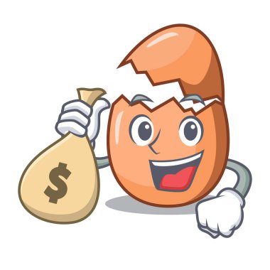 Para çantası karakter kırık yumurta ile kat karikatür