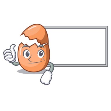 Başparmak yukarıya yumurta kat karikatür kırık tahta karakteri ile