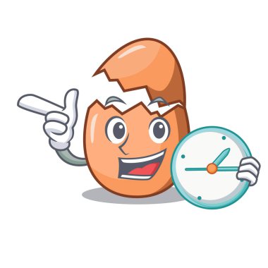 Saatiyle çiğ yumurta tablo karikatür kırık.