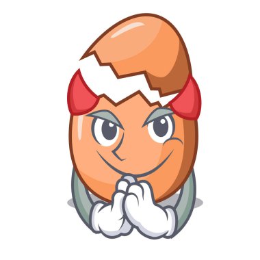 Şeytan maskotu kırık yumurta kabuğunun