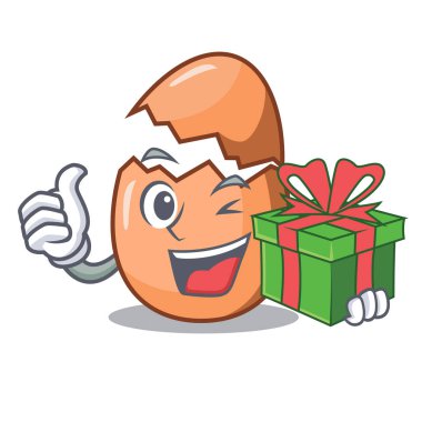 Hediye maskotu kırık yumurta kabuğunda