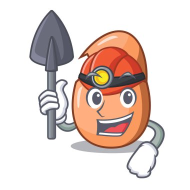 Maskot kırık yumurta kabuğunun madenci