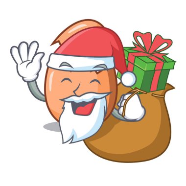Noel Baba hediye maskotu izole yumurta kırık ile