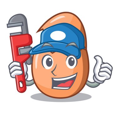 Yumurta üzerinde maskot izole kırık tesisatçı