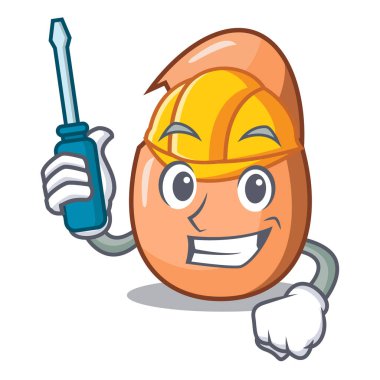 Yumurta üzerinde maskot izole kırık Otomotiv