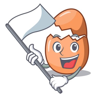 Yumurta üzerinde maskot izole bayrağı ile kırık