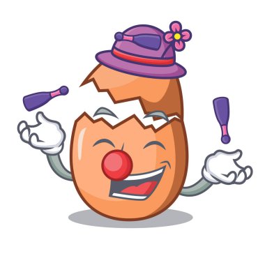 Maskot izole hokkabazlık kırık yumurta